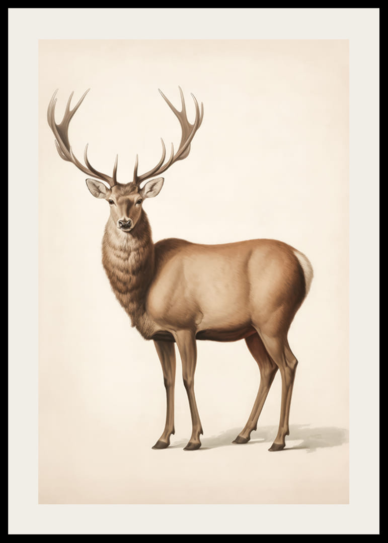 Illustration détaillée d'un cerf brun sur fond clair-12