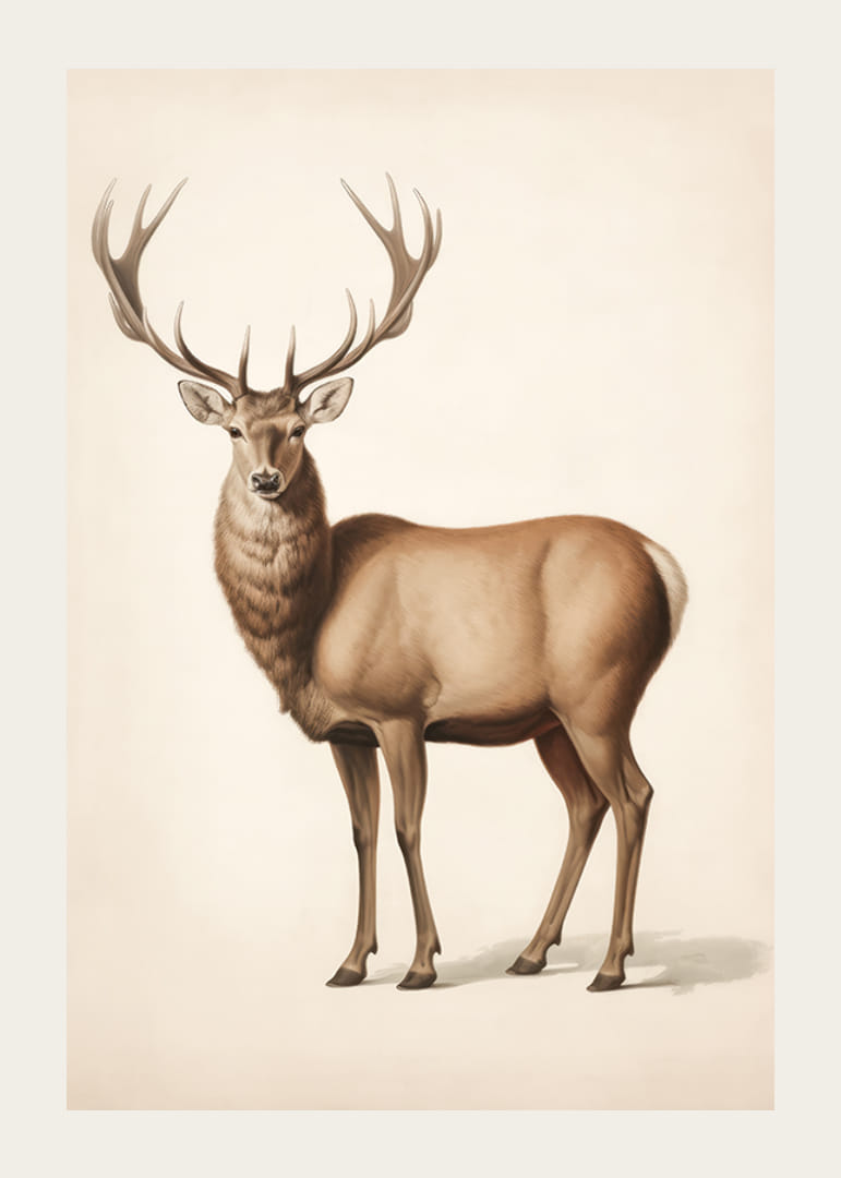 Illustration détaillée d'un cerf brun sur fond clair-12