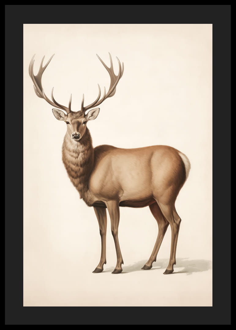 Illustration détaillée d'un cerf brun sur fond clair-12