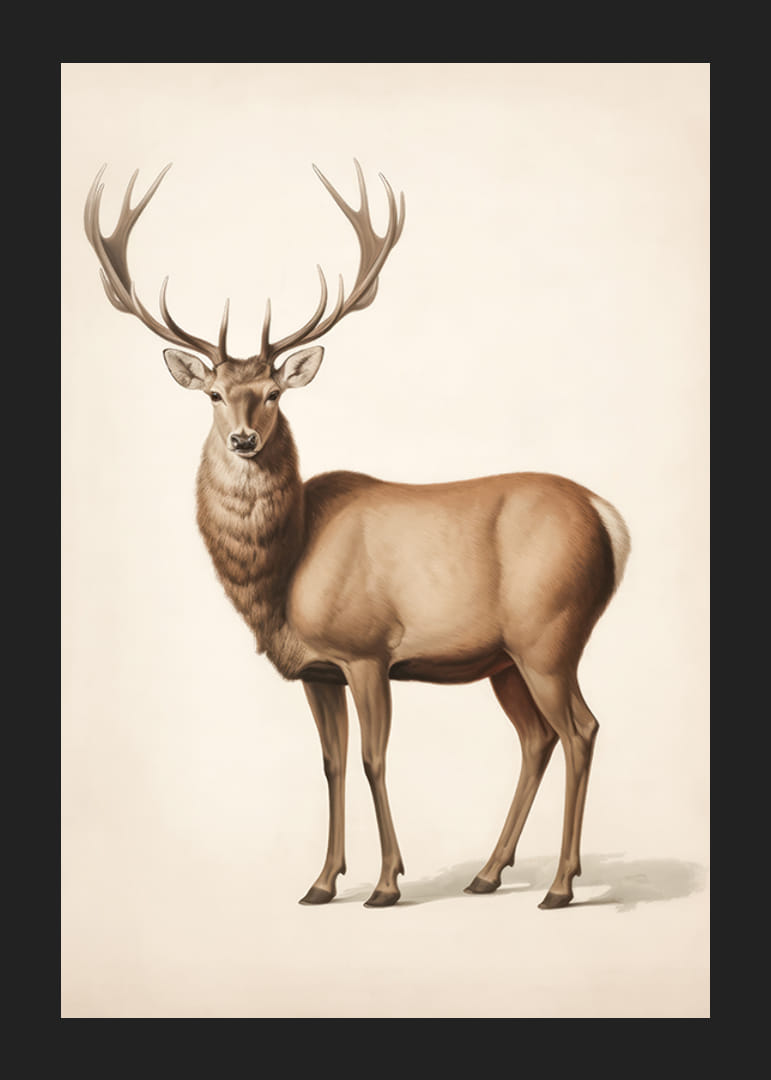 Illustration détaillée d'un cerf brun sur fond clair-12