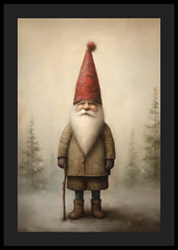 Illustrated Santa Claus with a red hood in a wintry forest environment-4