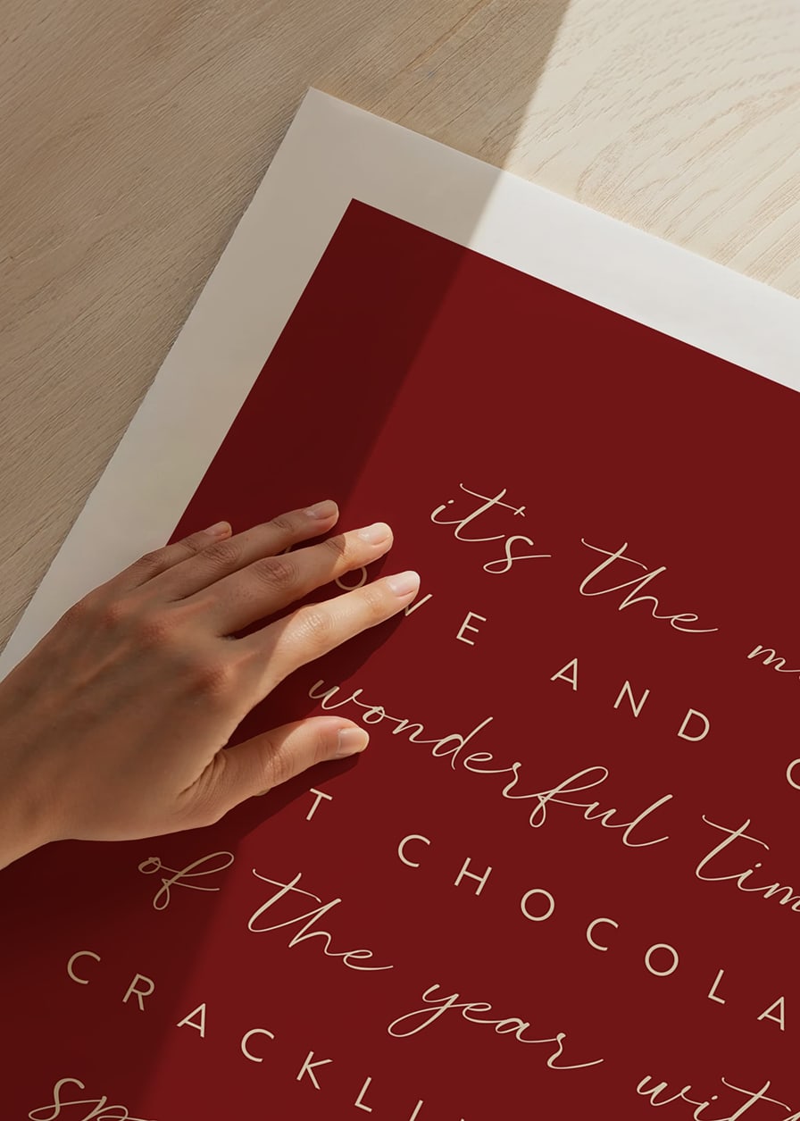 Quotes about winter and Christmas on burgundy background in light text-12