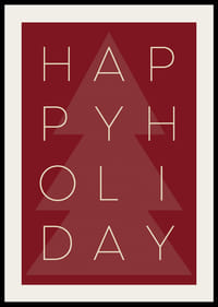 Grafisk tekstillustrasjon i beige med juletre på rød bakgrunn-2