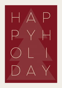 Grafisk tekstillustrasjon i beige med juletre på rød bakgrunn-3