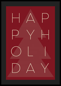 Grafisk tekstillustrasjon i beige med juletre på rød bakgrunn-4