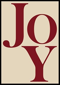 Stora röda bokstäver som formar ordet Joy på beige bakgrund-6