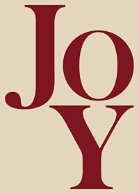Stora röda bokstäver som formar ordet Joy på beige bakgrund-7