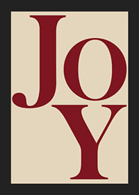 Stora röda bokstäver som formar ordet Joy på beige bakgrund-5