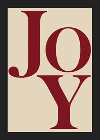 Stora röda bokstäver som formar ordet Joy på beige bakgrund-5