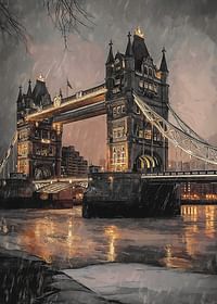 Plakat med maleri af Tower Bridge i Lindon-3