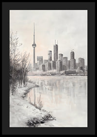Painted winter view of Toronto skyline with CN Tower-4