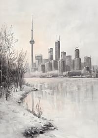 Affiche avec une peinture hivernale de la ligne d'horizon de Toronto -3