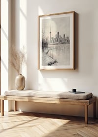 Painted winter view of Toronto skyline with CN Tower-8