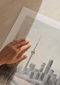 Painted winter view of Toronto skyline with CN Tower-9