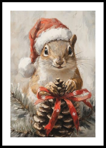 Poster Squirrel With Pinecone