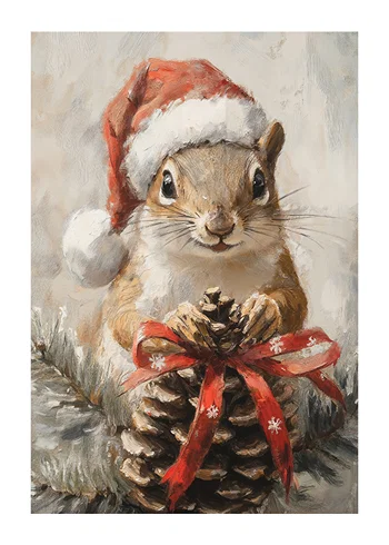 Poster Squirrel With Pinecone