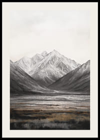 Illustrierte Berglandschaft in Grau- und Brauntönen-2