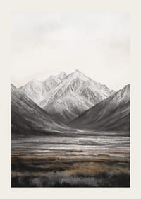 Illustrierte Berglandschaft in Grau- und Brauntönen-3