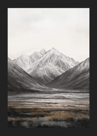 Illustrierte Berglandschaft in Grau- und Brauntönen-5