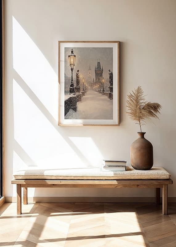 Poster met een winters schilderij van de Karelsbrug-12