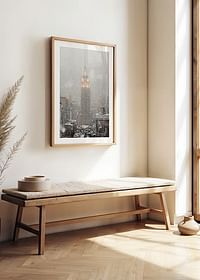Poster met een winters schilderij van een verlicht Empire State Building-4