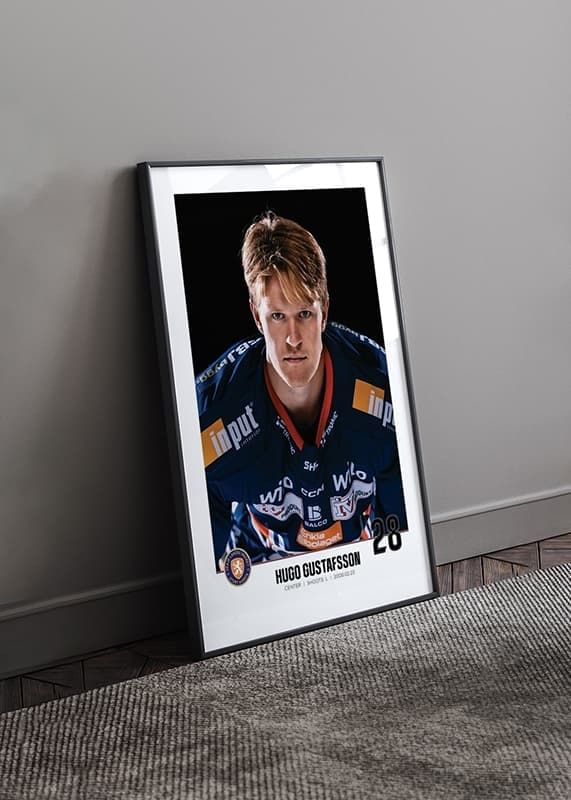 Poster Hugo Gustafsson #28 Växjö Lakers 2023/2024 crossfade