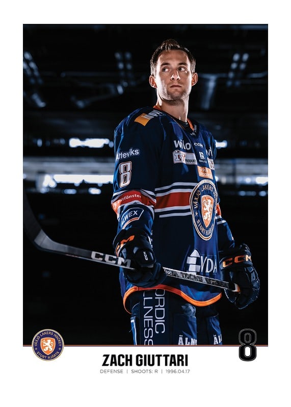 Poster Zach Giuttari #8 Växjö Lakers 2023/2024