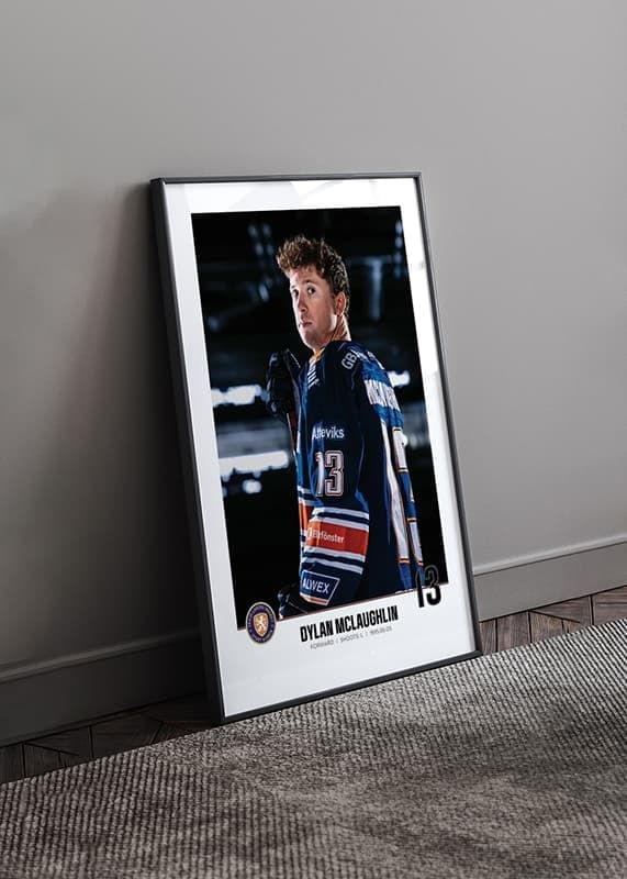 Poster Dylan Mclaughlin #13 Växjö Lakers 2023/2024 crossfade