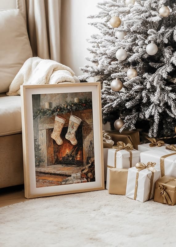 Plakāts Christmas Stockings By The Fireplace crossfade