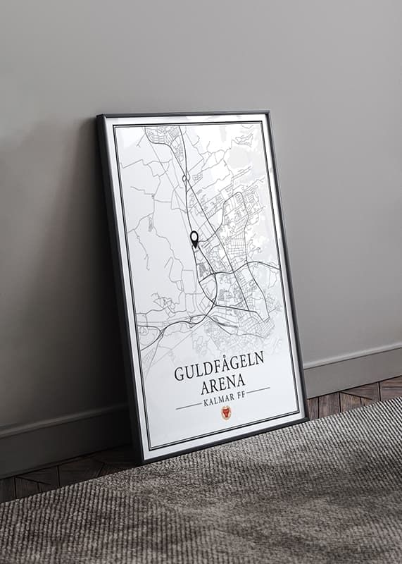 Poster Kalmar FF Guldfågeln Arena Karta B&W crossfade
