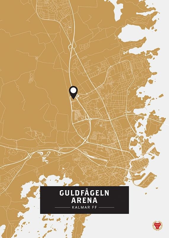 Poster Kalmar FF Guldfågeln Arena Karta Guld