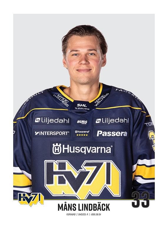 Poster Måns Lindbäck #33 HV71 2023/2024