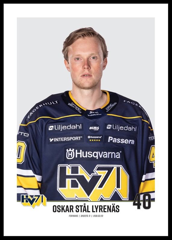 Oskar Stål Lyrenäs #40 HV71 2023/2024 No2-12