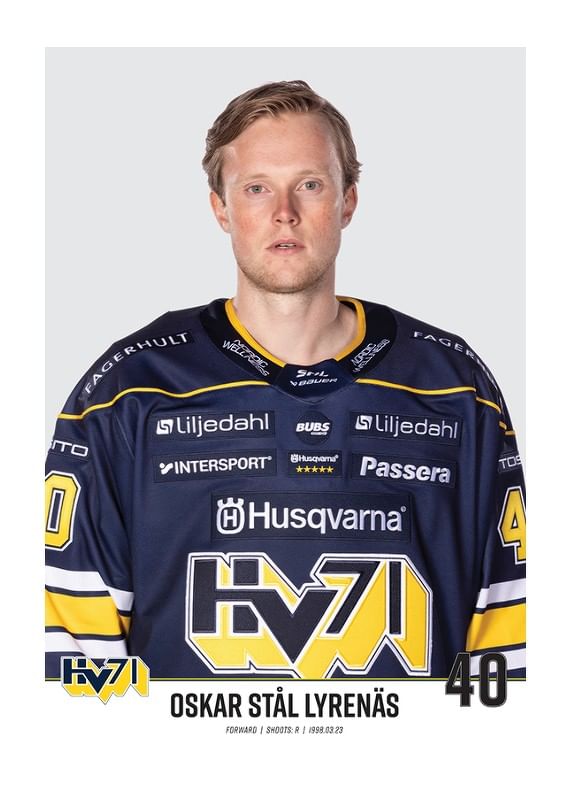 Oskar Stål Lyrenäs #40 HV71 2023/2024 No2-12