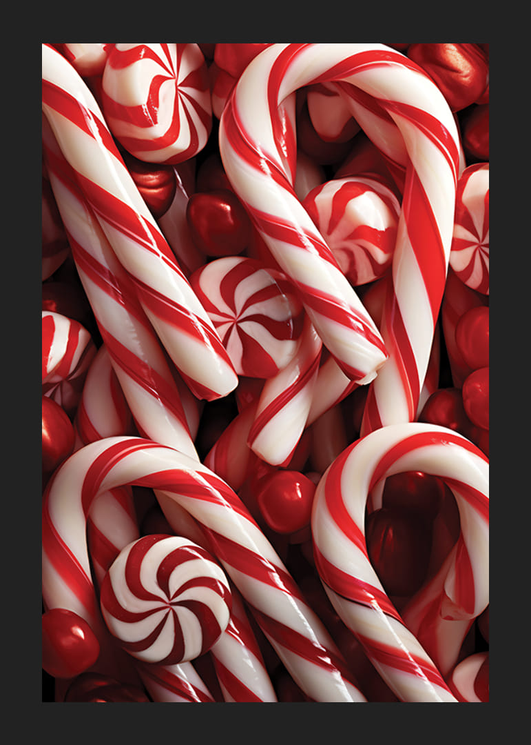 Vértes cukorpálcák és mentolos cukorkák piros és fehér színben-12