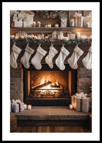 Plakāts Christmas Socks By The Fireplace