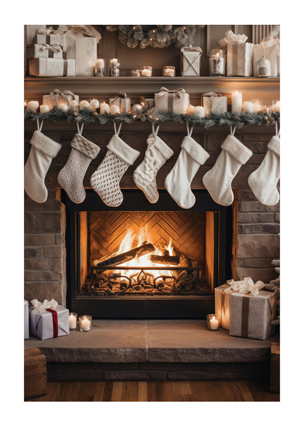 Plakāts Christmas Socks By The Fireplace