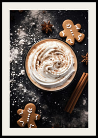 Cup of coffee with cream, cinnamon, gingerbread and star anise-2