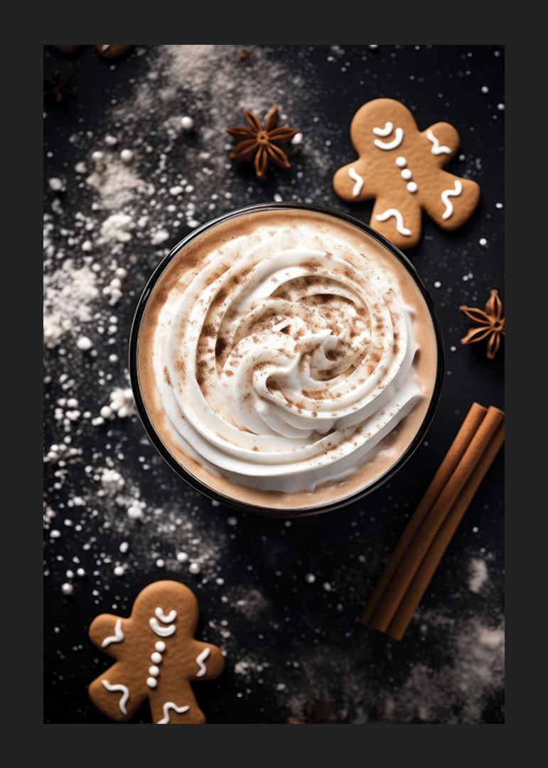 Xícara de café com creme, canela, gengibre e anis estrelado-12