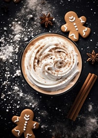 Cup of coffee with cream, cinnamon, gingerbread and star anise-7