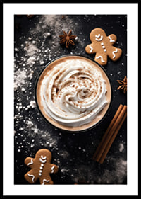 Cup of coffee with cream, cinnamon, gingerbread and star anise-0