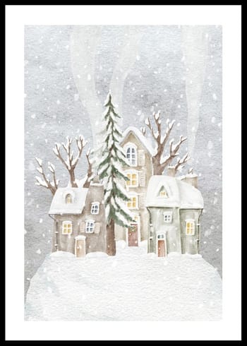 Póster Abstract Winter Village No2