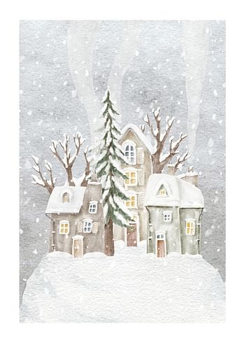 Affiche Abstract Winter Village No2