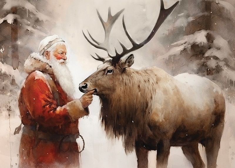 Santa And Reindeer-12