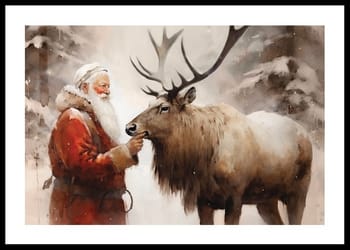 Poster Santa And Reindeer