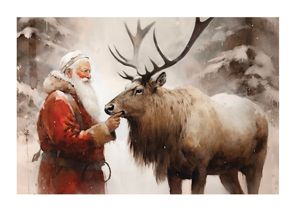 Plakāts Santa And Reindeer