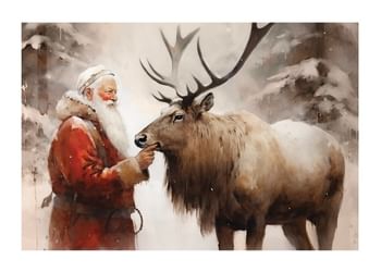 Póster Santa And Reindeer