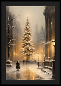 Malt juletre med lys på snødekt bygate-4