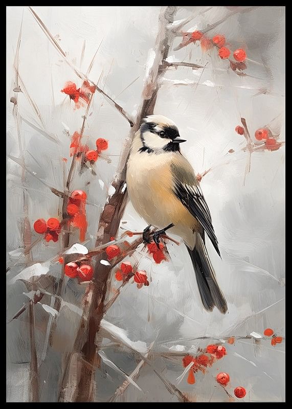 Bird And Red Berries-12