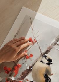 Bird And Red Berries-5